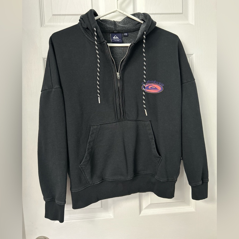 Roxy Black Zip-Up Hoodie with Quicksilver Logo